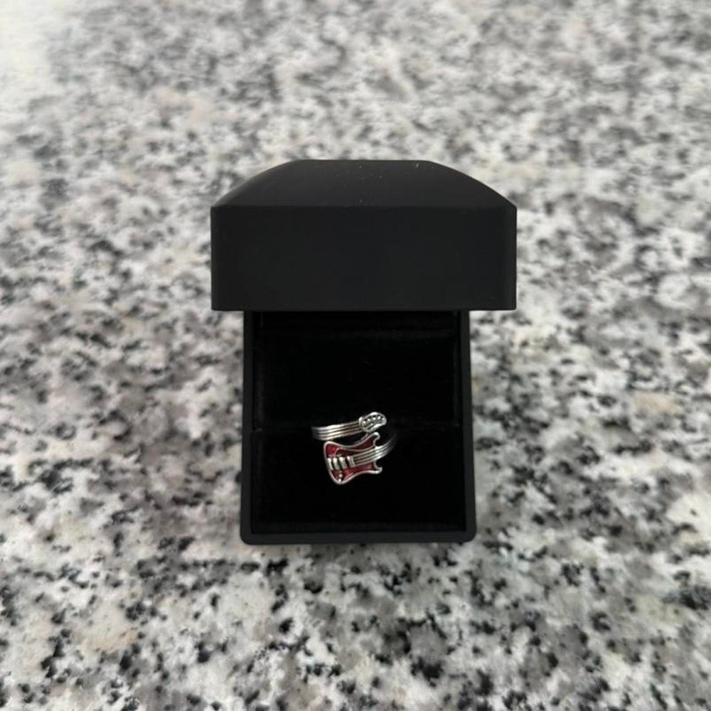 Silver Chrome Steel Y2k Guitar Music Ring Brand New